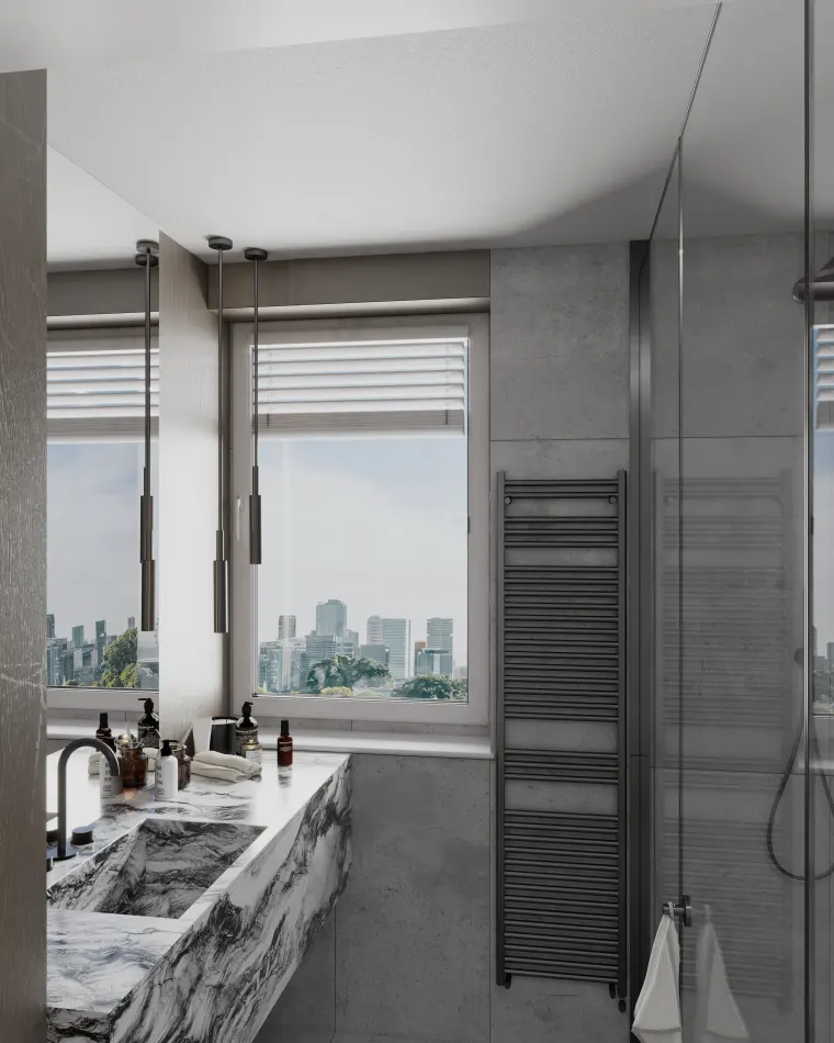 Bathroom, marble washbasin