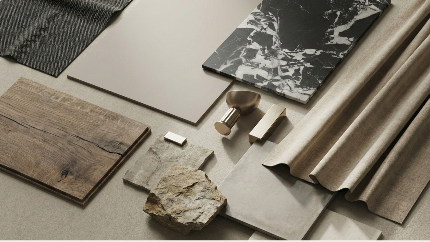 Marble and black wood
