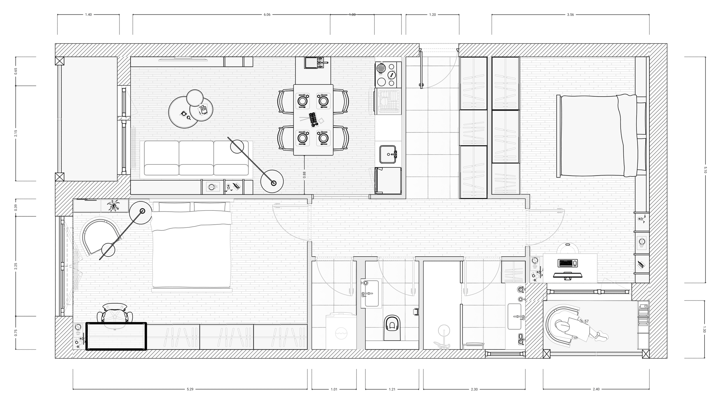 Floor plan, new furnished layout