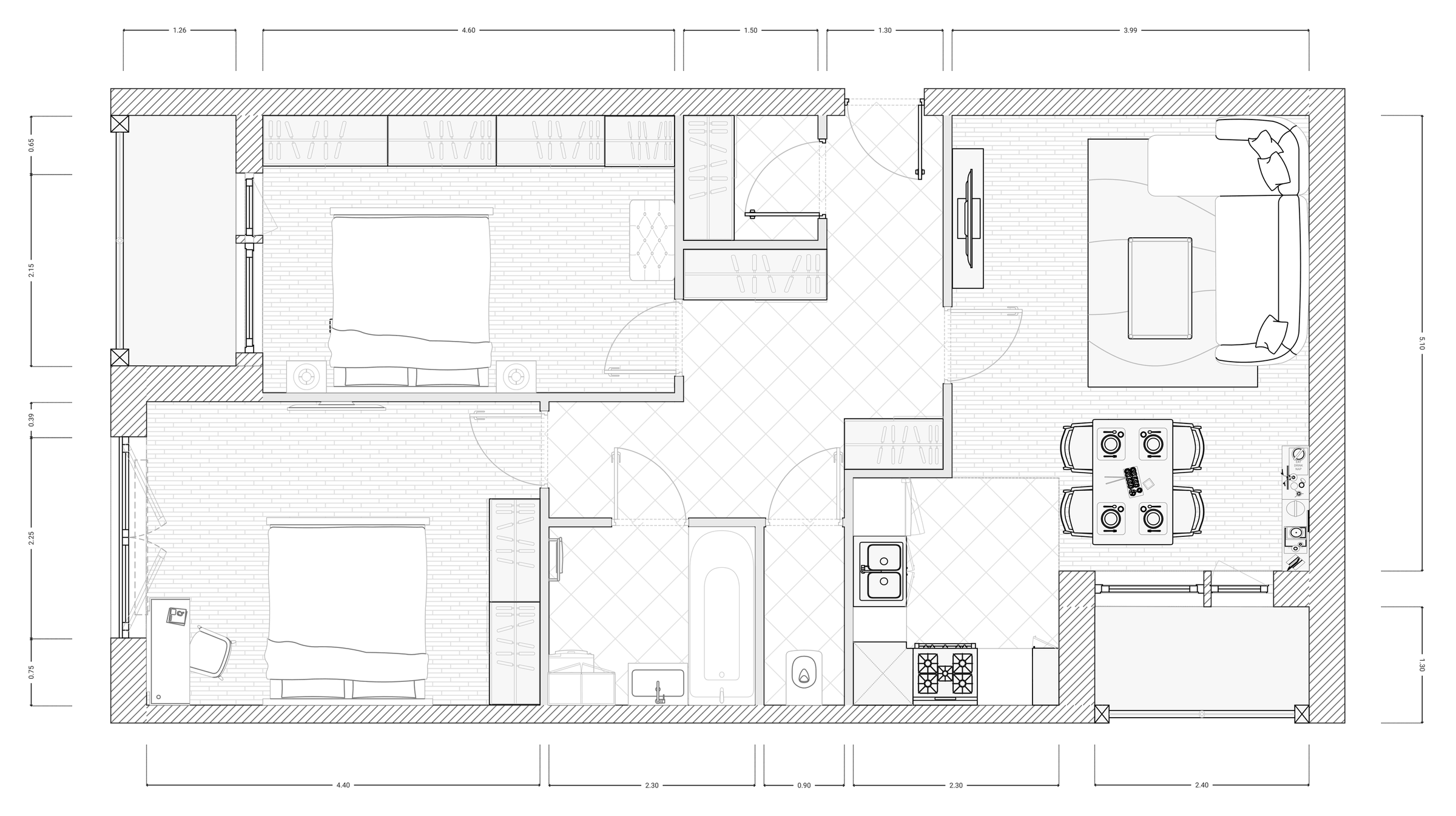 Floor plan, original furnished layout